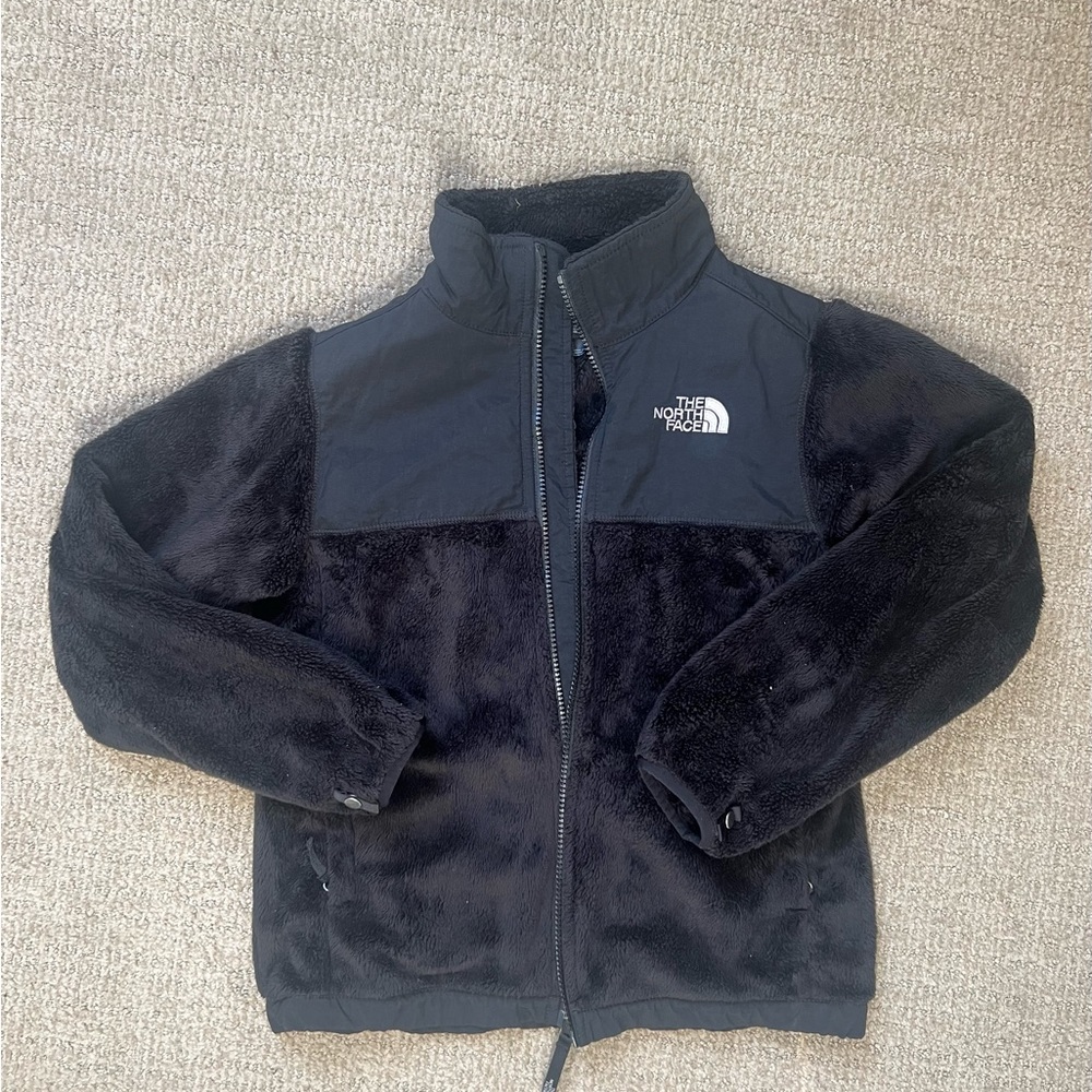 THE NORTH FACE Girl's Black Fleece Zip Up Jacket Sz M 10/12